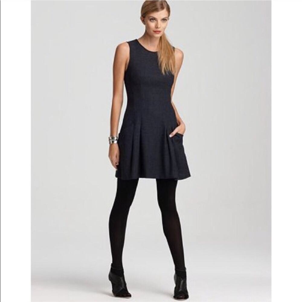 Theory Sleeveless Sheath Dress Gray Pockets Size 6 Work Office
